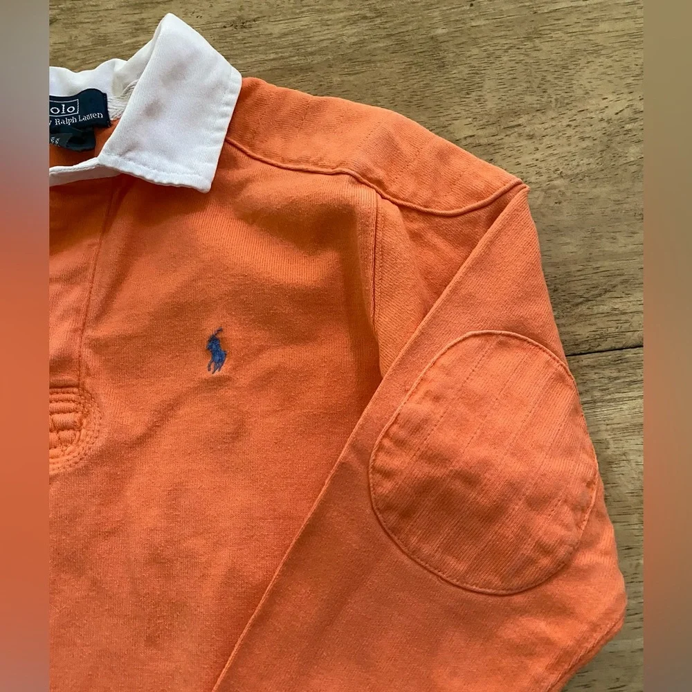 Polo Ralph Lauren Boys’ Sz‎ 7 Orange Cotton Jersey Rugby Shirt